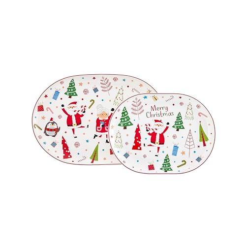 Bico 16in & 12in Ceramic Serving Platters Set – Microwave & Dishwasher Safe
