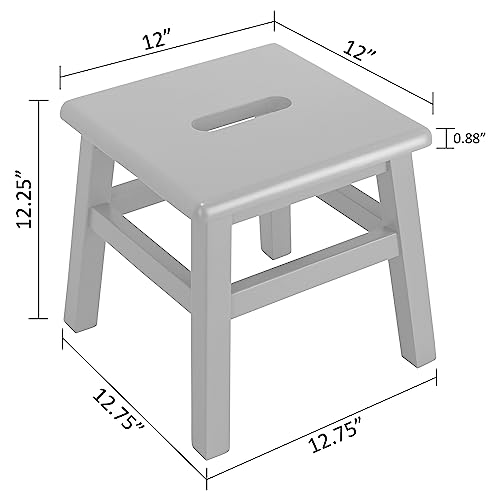 Solid Hardwood Step Stool, 12.25-Inch Fully Assembled Wooden Stool