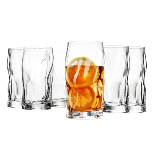 Sorgente 15.5 oz Cooler Glasses, Lead-Free Textured Glassware, Set of 6