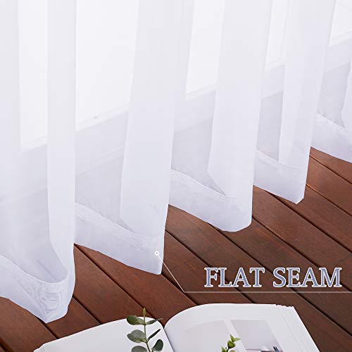NICETOWN Sheer Drape for Large Window - 100" Width by 108" Length Solid Sheer Voile Window Drape Panel for Patio/Sliding Door/Living Room (White, 1 Pack)