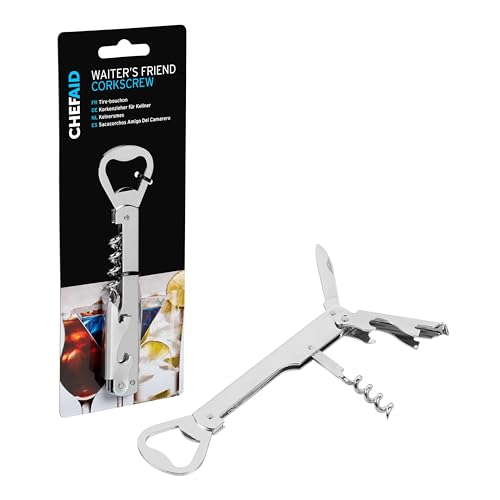 Chef Aid Waiter's Corkscrew & Bottle Opener - Multi-Use Bar Tool, Dishwasher Safe