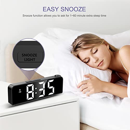 Projection Alarm Clock with 7.9-Inch LED Display and Adjustable Brightness