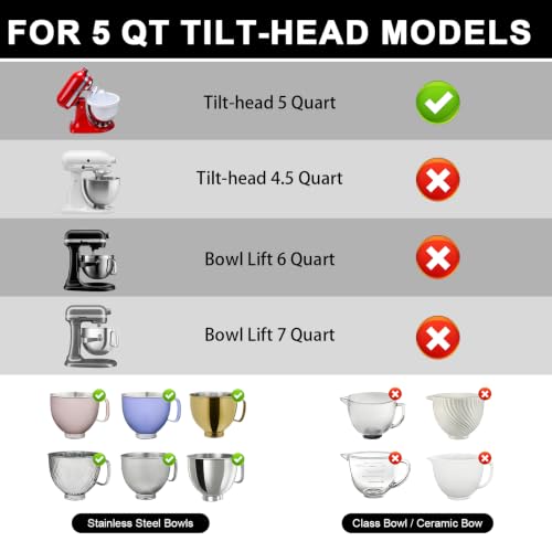 Silicone Bowl Liner with Lid for 5 Qt Tilt-Head Stand Mixers