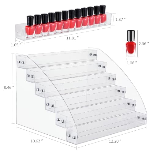 KINGROW 6-Tier Nail Polish Organizer Acrylic Display Stand for Beauty & Art
