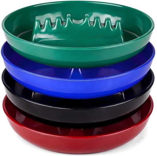 7-Inch Large Melamine Ashtrays - Pack of 4 Round Tabletop Trays