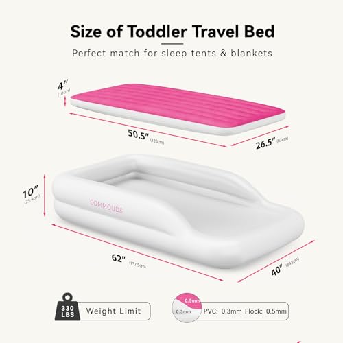 Inflatable Toddler Travel Bed with Safety Bumpers & Electric Pump