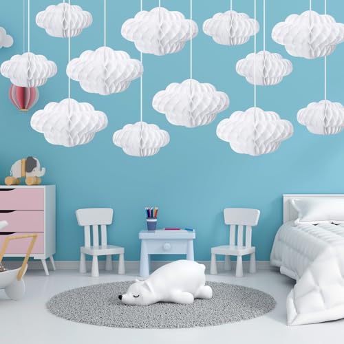 20 Pcs Hanging Honeycomb Cloud Decorations for Ceiling Party Decor