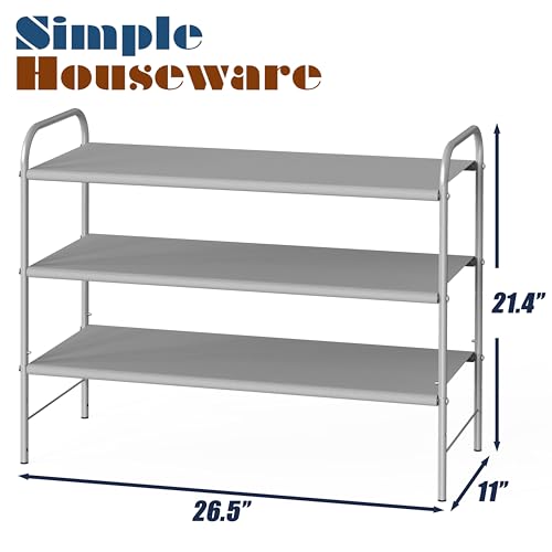 3-Tier Shoe Rack Storage Organizer, Compact Entryway Shoe Shelf, Grey