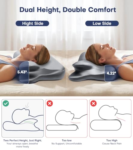 Cooling Gel Memory Foam Neck Pillow for Pain Relief - Ergonomic Design