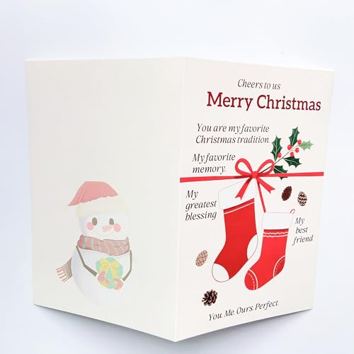 KT-019 Romantic Christmas Card for Wife & Husband - Cheers to Us Greeting Card with Envelope