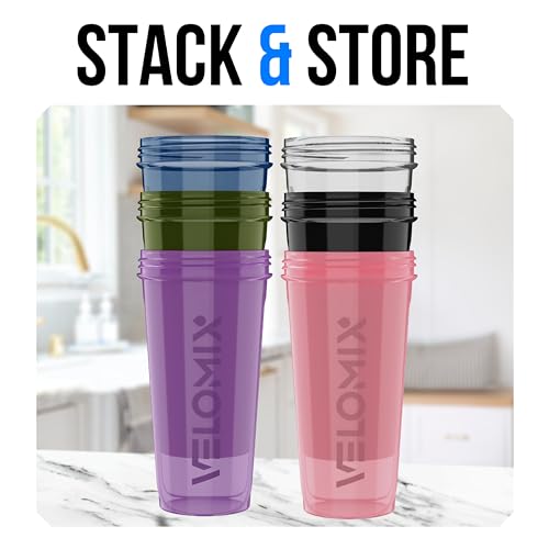 6 Pack 28oz Shaker Cups for Protein Shakes with Wire Whisk Balls