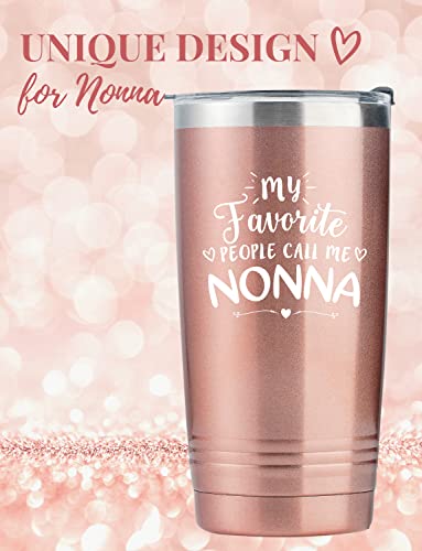 Onebttl Nonna Gifts 20 oz Insulated Stainless Steel Wine Tumbler with Lid – Rose Gold, Call me Nonna