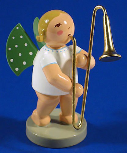 Wendt & Kühn Hand-Painted German Angel Figurine with Trombone, Collectible Decor