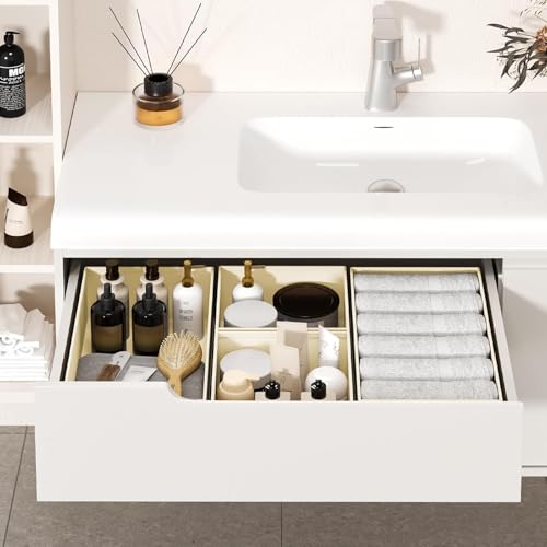 12-Pack Foldable Fabric Drawer Organizer Set Beige Closet Bins
