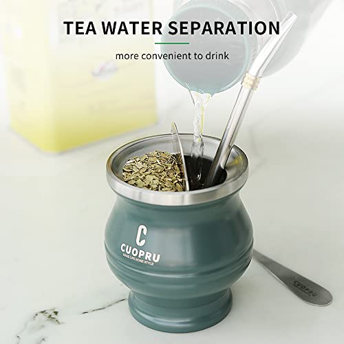 Cuopru Stainless Steel Yerba Mate Cup Set - Double Walled Tea Gourd with Bombilla & Accessories