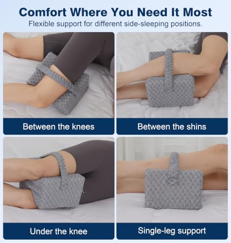 Knee Pillow for Side Sleepers - Memory Foam Leg Support for Pain Relief