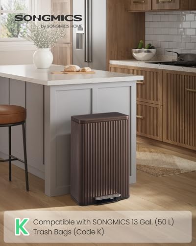 13 Gallon Stainless Steel Kitchen Trash Can with Soft Close Lid and Pedal