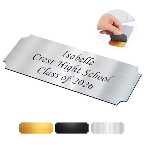 Custom Engraved Metal Name Plate - 1" x 3" Adhesive Personalized Plaque