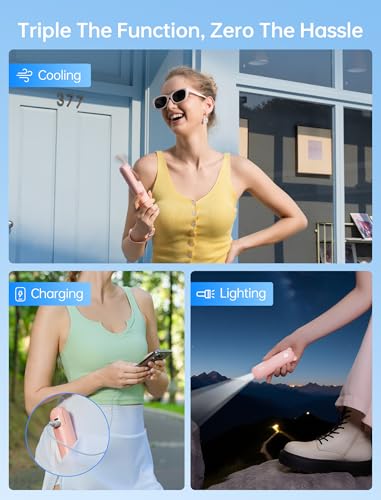 JISULIFE 3-in-1 Portable Handheld Fan, Power Bank & Flashlight