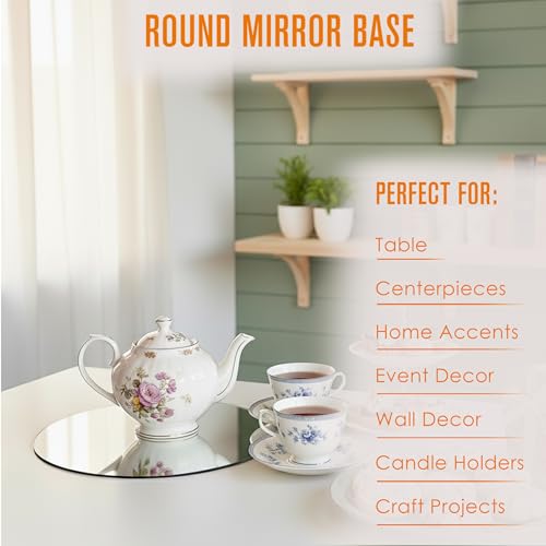 10-Inch Round Mirror Centerpieces for Tables - 12 Pack Glass Mirror Plates