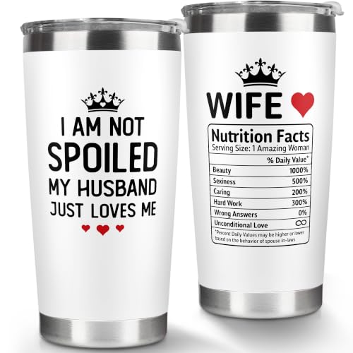 20 Oz White Wife Mug Tumbler - Anniversary & Birthday Gift from Husband