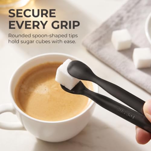 Black Stainless Steel Mini Sugar Cube Tongs for Tea & Coffee Service
