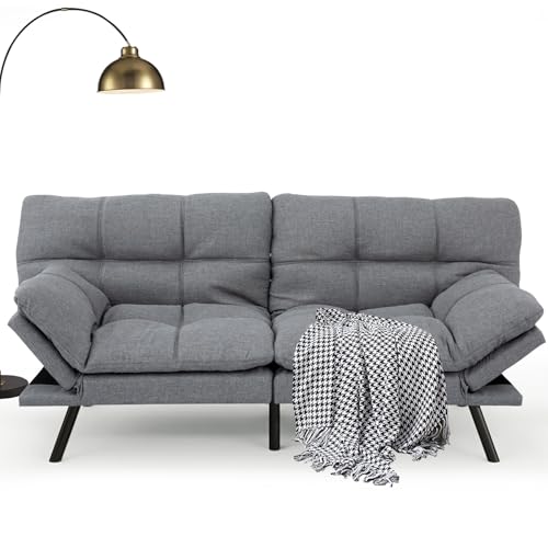 Convertible Memory Foam Futon Sofa Bed with Adjustable Backrest