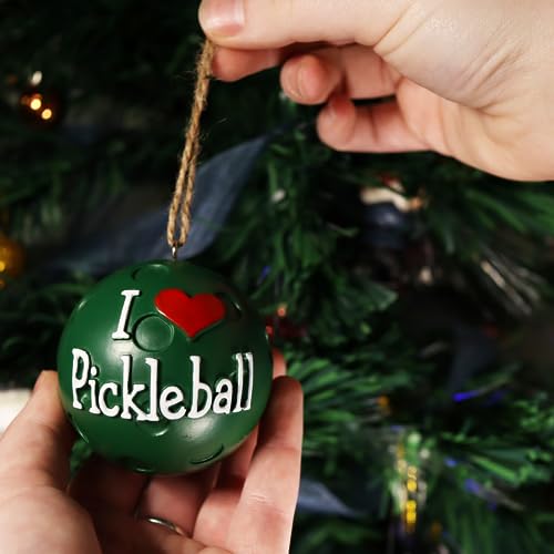 Needzo Green Pickleball Christmas Ornament with Santa Hat - Holiday Decor