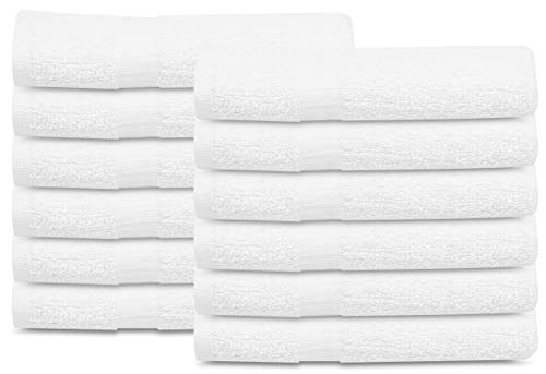 12-Piece White Cotton Blend Terry Bath Towels, 20x40 Inch Economy Gym Towels
