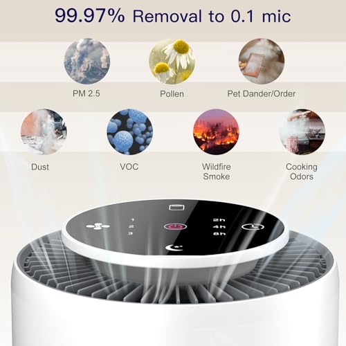 2 Pack True HEPA Air Purifier for Home Bedroom with Night Light