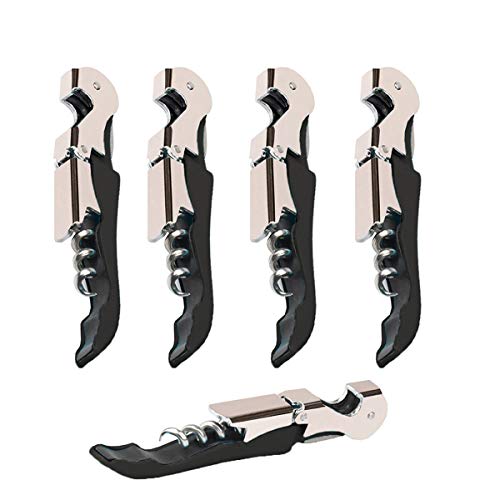 Kit-Home Black 4-Pack Professional Waiter Corkscrew Wine Opener Set with Heavy Duty Hinges