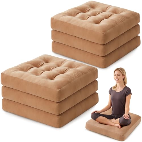 Large Meditation Floor Pillow Set of 6 22x22 Inch Support Cushions for Yoga & Lounging