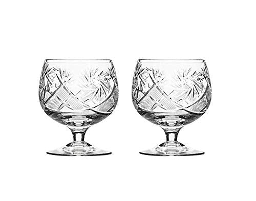 Neman Set of 2 10 oz Handmade Vintage Crystal Brandy & Cognac Glasses