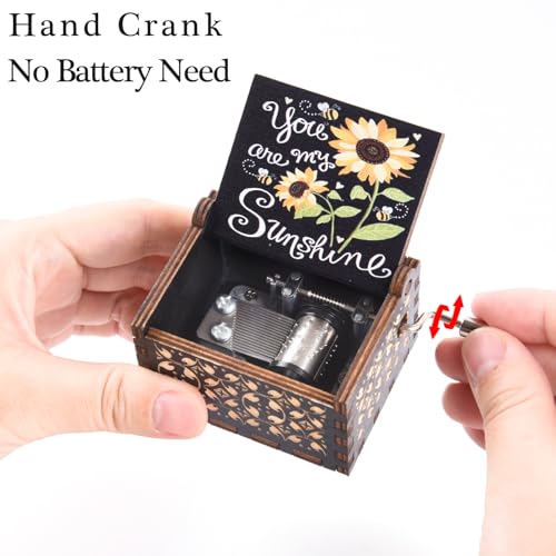 You Are My Sunshine Laser Engraved Wooden Hand Crank Music Box