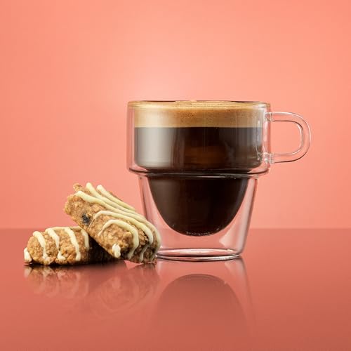 JoyJolt Stoiva Double Wall Insulated Espresso Glass Cups Set of 4, 5 oz