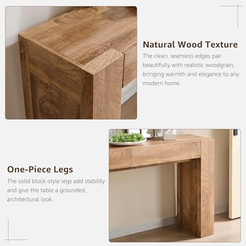 63-Inch Wood Console Table with 2 Storage Drawers - Light Oak