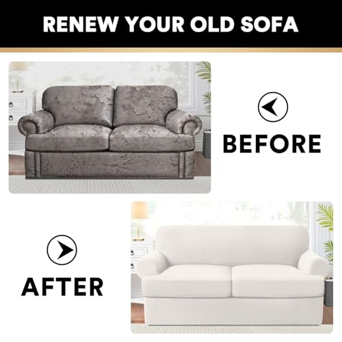 Stretch Loveseat Slipcover - 3 Piece T Cushion Sofa Cover for 55-76" Couches