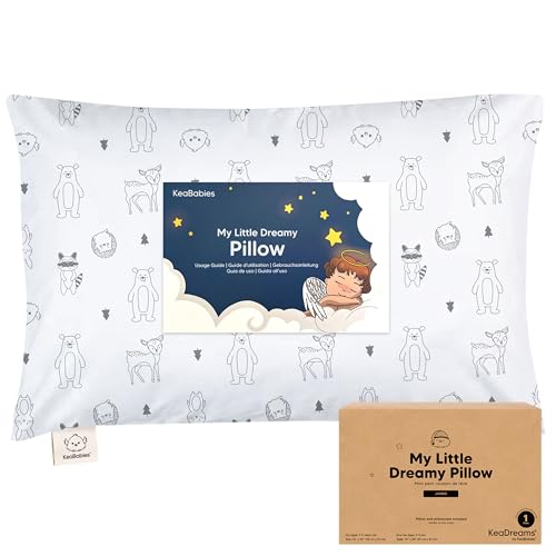 KeaBabies Organic Toddler Pillow with Pillowcase (14x20) - Soft Cotton Kids Pillow