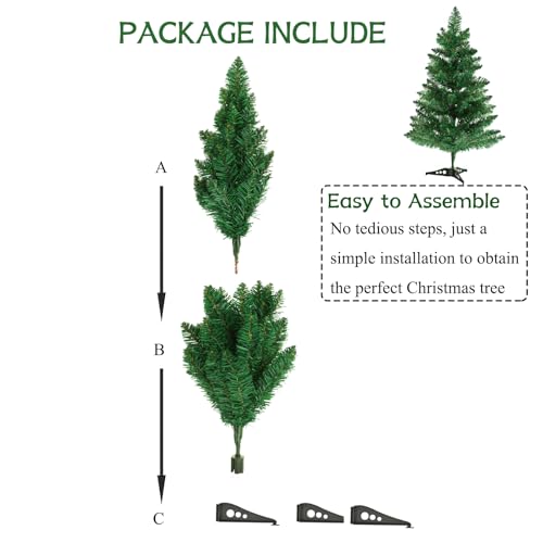 Gloreyan 2FT Green Artificial Christmas Tree Tabletop with Plastic Stand - Mini Xmas Pine