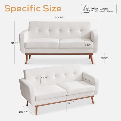 3-Piece Modern Upholstered Living Room Sofa Set with Button Tufting