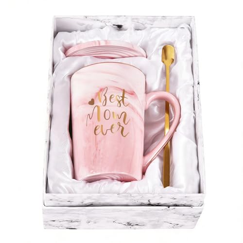 YHRJWN Best Mom Ever Coffee Mug 14 oz Pink – Mother's Day Gift from Daughter/Son