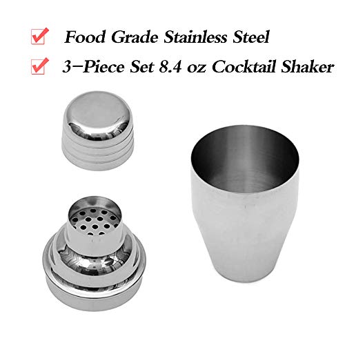 Delidge 8oz (250ml) Cocktail Shaker - Mini Martini Barware, Leakproof Stainless Steel