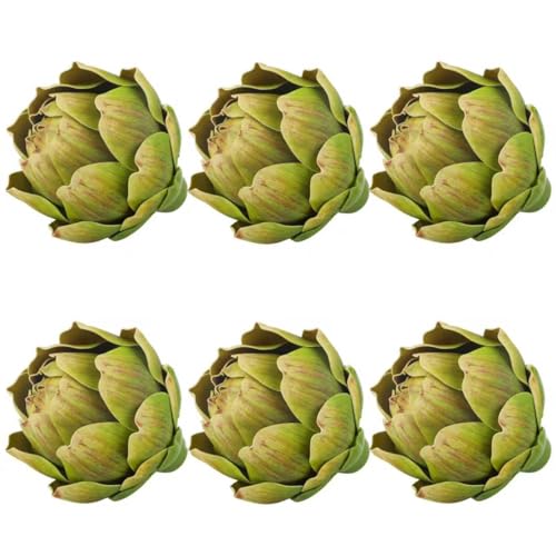 6Pcs Faux Artichokes - Lifelike Artificial Vegetables for Home Decor