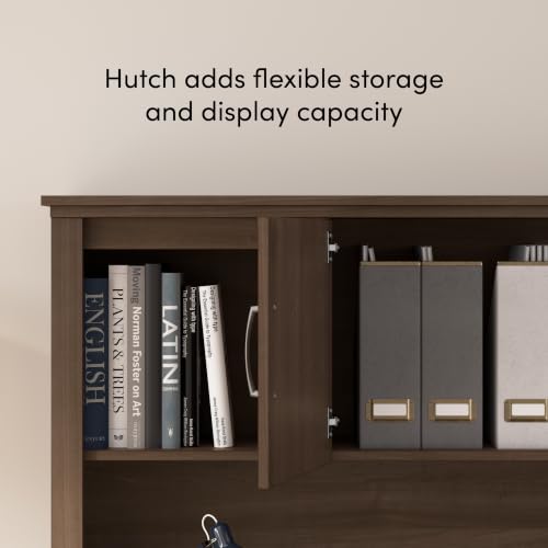Bestar Logan U-Shaped Office Desk Bundle with Hutch, File Cabinet & Bookcase