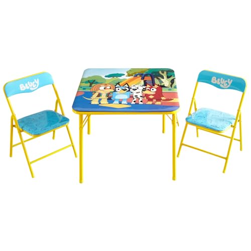 3-Piece Kids Folding Table and Chair Set for Playroom and Crafts