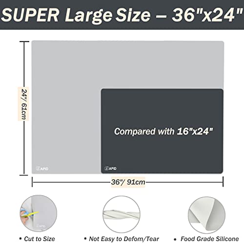 Extra Large Silicone Countertop Mat 36" x 24" Heat Resistant Protector