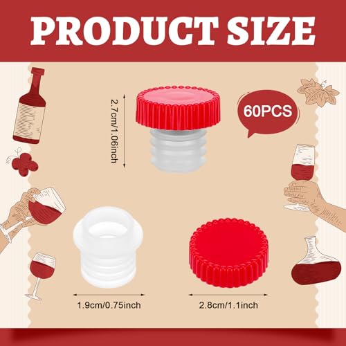 60 Pack Wine Pourer Spouts with Lids - Slow Flow, Drip-Free for Bottles
