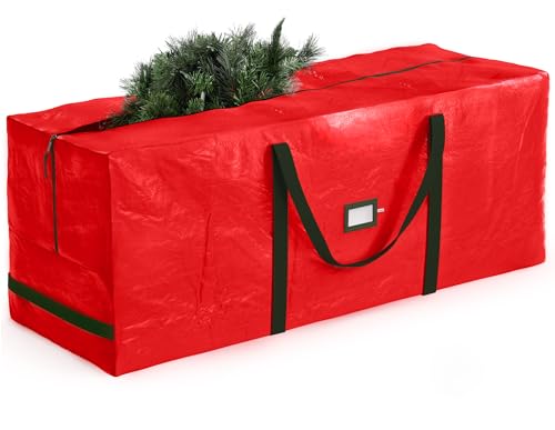ZOBER 9 Ft Red Waterproof Christmas Tree Storage Bag with Handles & Label Slot