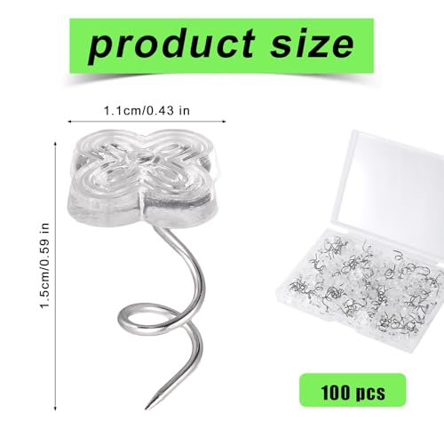 100 Bed Skirt Pins - 0.43 Inch Twist Pins with Clear Heads