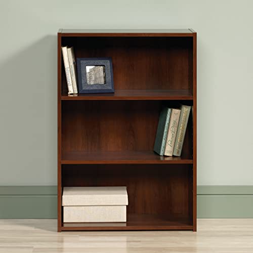 3-Shelf Wooden Bookcase with Adjustable Storage Shelves, Brook Cherry